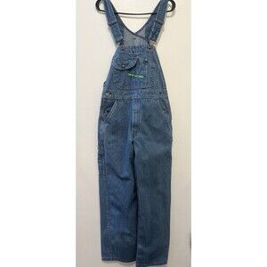KEY Denim Bib Overalls W32 L30 Blue Carpenter Workwear Vintage Made in Mexico